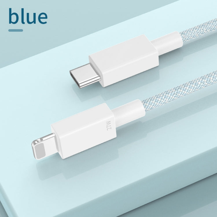 27W PD USB-C / Type-C to 8 Pin Fast Charging Braided Data Cable, Cable Length: 1m, 27W