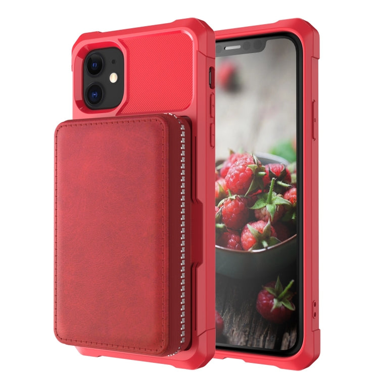 Zipper Wallet Card Bag PU Back Case, For iPhone 11, For iPhone X / XS