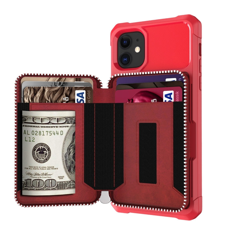 Zipper Wallet Card Bag PU Back Case, For iPhone 11, For iPhone X / XS