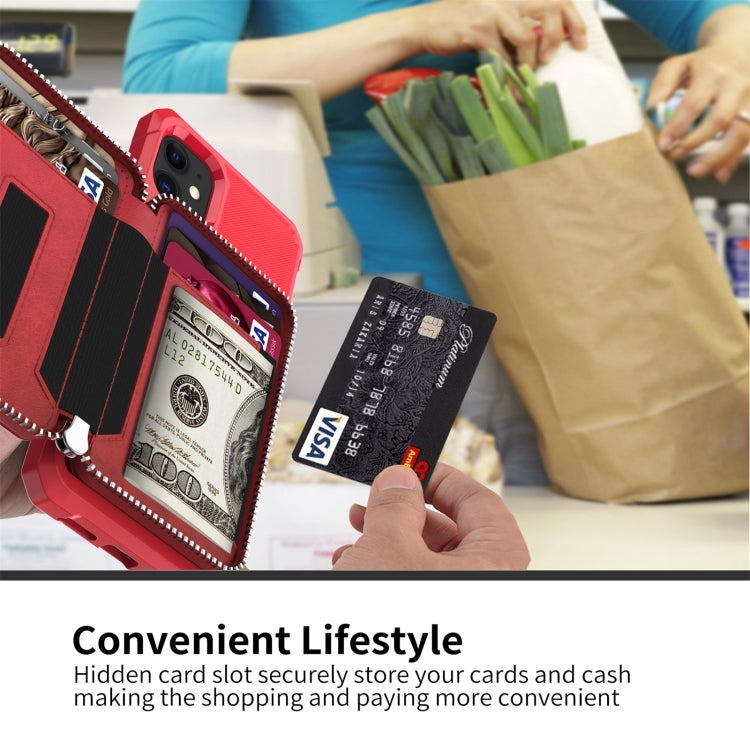Zipper Wallet Card Bag PU Back Case, For iPhone 11, For iPhone X / XS