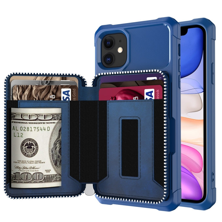 Zipper Wallet Card Bag PU Back Case, For iPhone 11, For iPhone X / XS