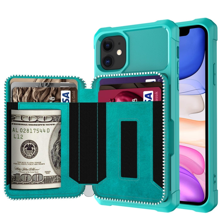 Zipper Wallet Card Bag PU Back Case, For iPhone 11, For iPhone X / XS