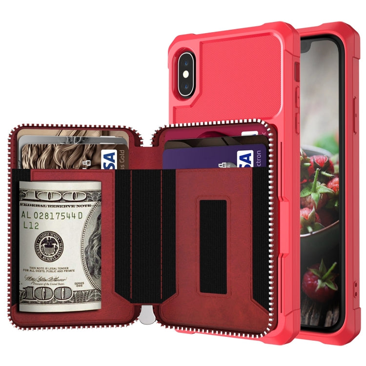 Zipper Wallet Card Bag PU Back Case, For iPhone 11, For iPhone X / XS