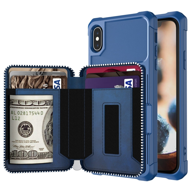 Zipper Wallet Card Bag PU Back Case, For iPhone 11, For iPhone X / XS