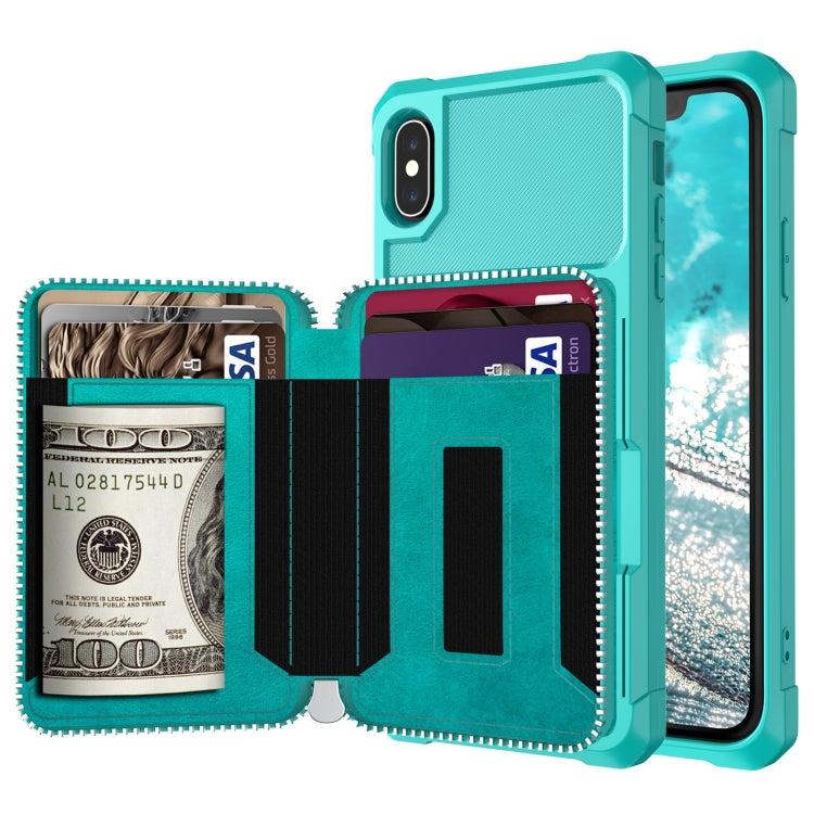 Zipper Wallet Card Bag PU Back Case, For iPhone 11, For iPhone X / XS
