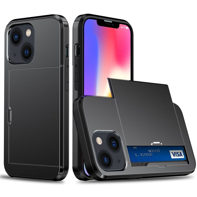 Shockproof Armor Protective Phone Case with Slide Card Slot, For iPhone 14, For iPhone 14 Plus, For iPhone 14 Pro, For iPhone 14 Pro Max