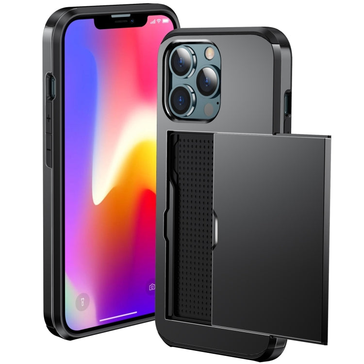 Shockproof Armor Protective Phone Case with Slide Card Slot, For iPhone 14, For iPhone 14 Plus, For iPhone 14 Pro, For iPhone 14 Pro Max