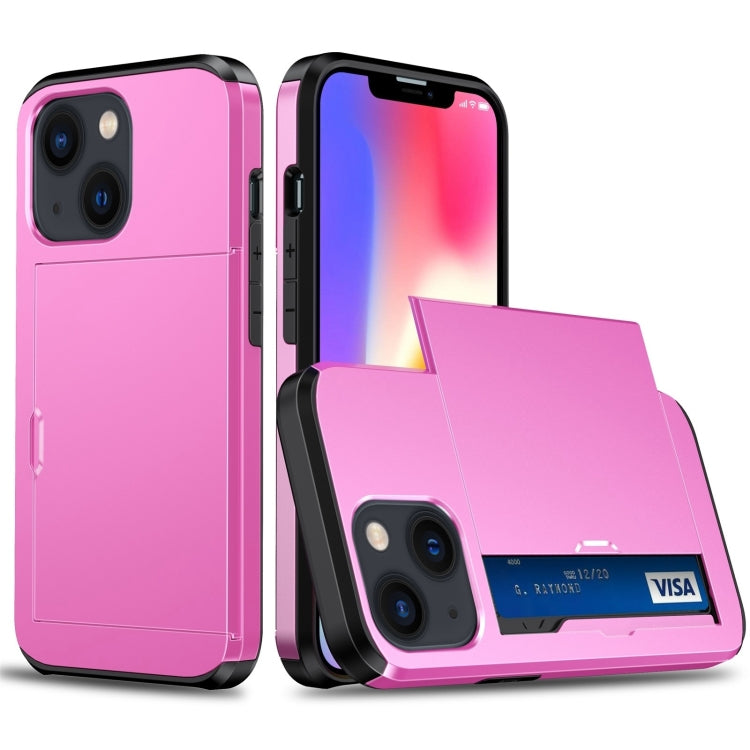 Shockproof Armor Protective Phone Case with Slide Card Slot, For iPhone 14, For iPhone 14 Plus, For iPhone 14 Pro, For iPhone 14 Pro Max
