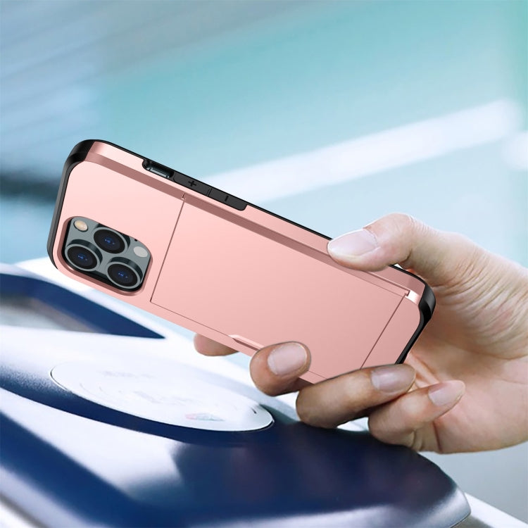 Shockproof Armor Protective Phone Case with Slide Card Slot, For iPhone 14, For iPhone 14 Plus, For iPhone 14 Pro, For iPhone 14 Pro Max