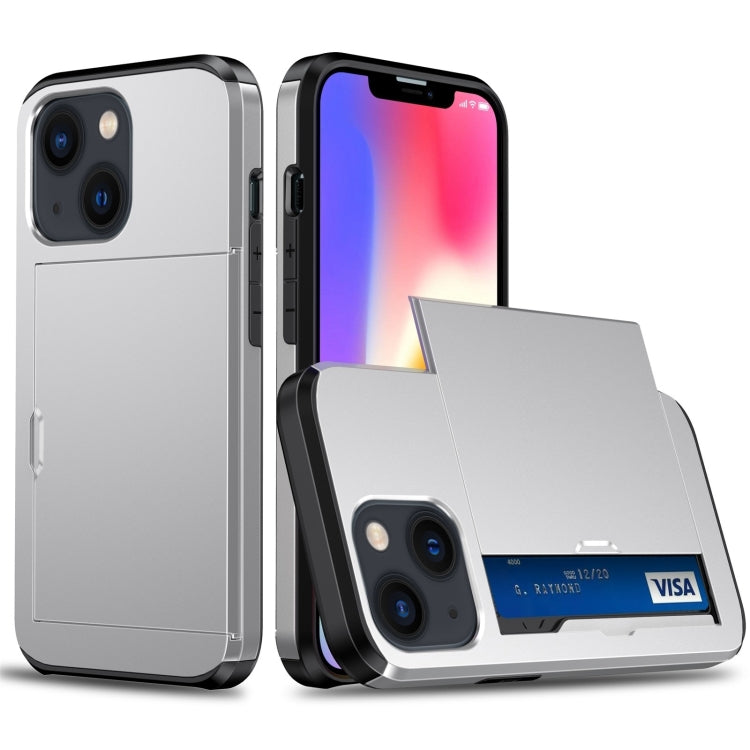 Shockproof Armor Protective Phone Case with Slide Card Slot, For iPhone 14, For iPhone 14 Plus, For iPhone 14 Pro, For iPhone 14 Pro Max