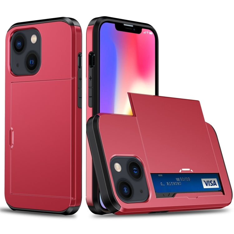 Shockproof Armor Protective Phone Case with Slide Card Slot, For iPhone 14, For iPhone 14 Plus, For iPhone 14 Pro, For iPhone 14 Pro Max