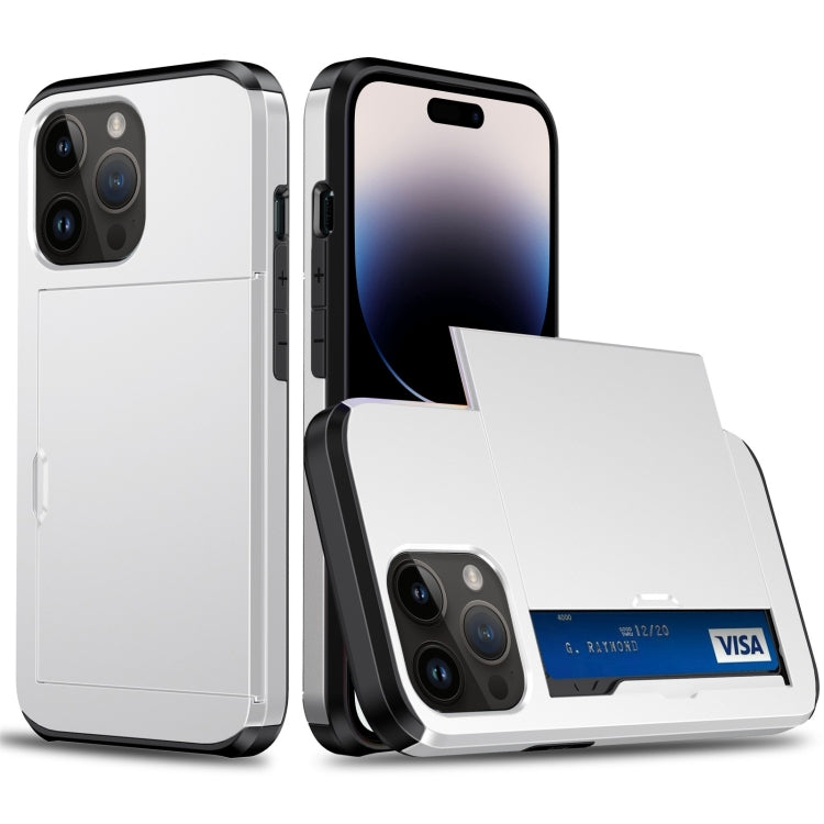 Shockproof Armor Protective Phone Case with Slide Card Slot, For iPhone 14, For iPhone 14 Plus, For iPhone 14 Pro, For iPhone 14 Pro Max