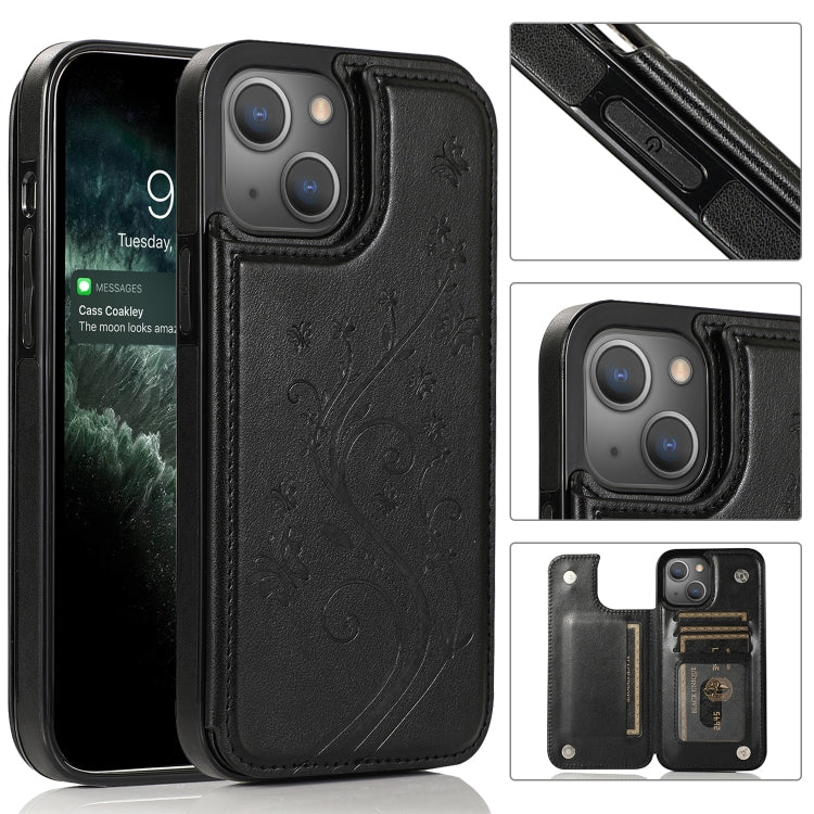 Butterflies Flowers Double Buckle Case, For iPhone 14 Pro Max, For iPhone 14 Pro, For iPhone 14, For iPhone 14 Plus