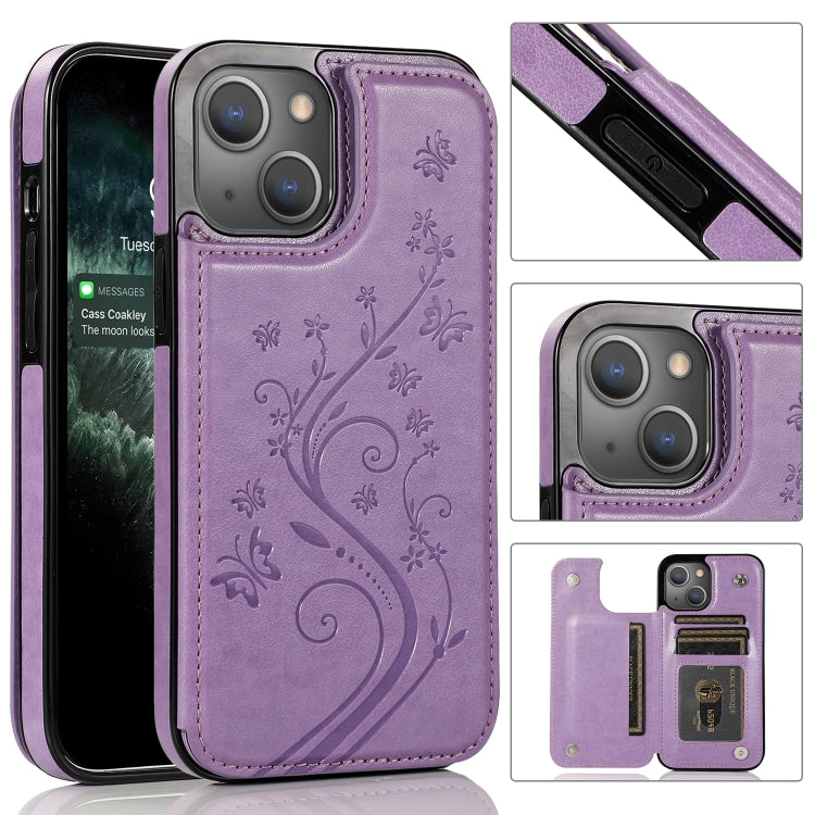 Butterflies Flowers Double Buckle Case, For iPhone 14 Pro Max, For iPhone 14 Pro, For iPhone 14, For iPhone 14 Plus