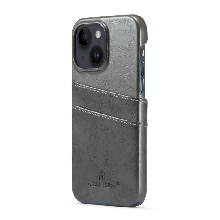 Fierre Shann Retro Oil Wax Texture PU Leather Case with Card Slots, For iPhone 14, For iPhone 14 Plus, For iPhone 14 Pro, For iPhone 14 Pro Max