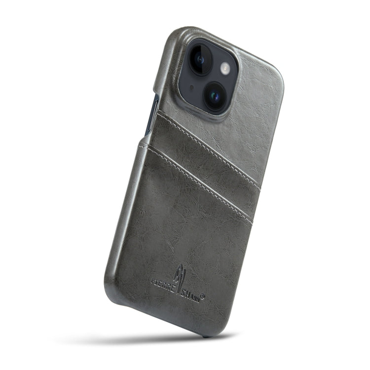 Fierre Shann Retro Oil Wax Texture PU Leather Case with Card Slots, For iPhone 14, For iPhone 14 Plus, For iPhone 14 Pro, For iPhone 14 Pro Max