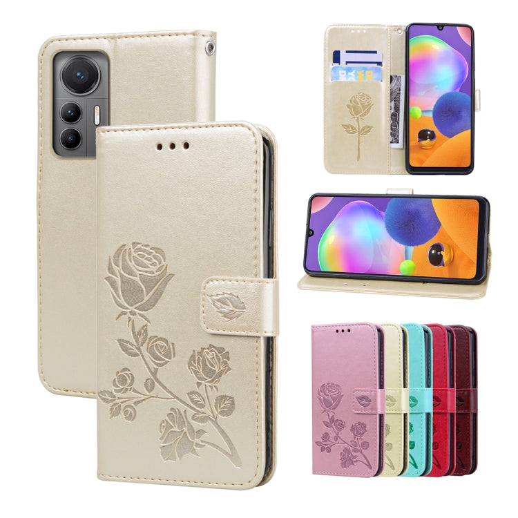 Rose Embossed Flip PU Leather Phone Case, For Xiaomi 12 Lite, For Xiaomi 12 Pro, For Xiaomi Redmi Note 11T Pro 5G, For Xiaomi Poco M4 Pro 4G, For Xiaomi Poco X4 Pro 5G