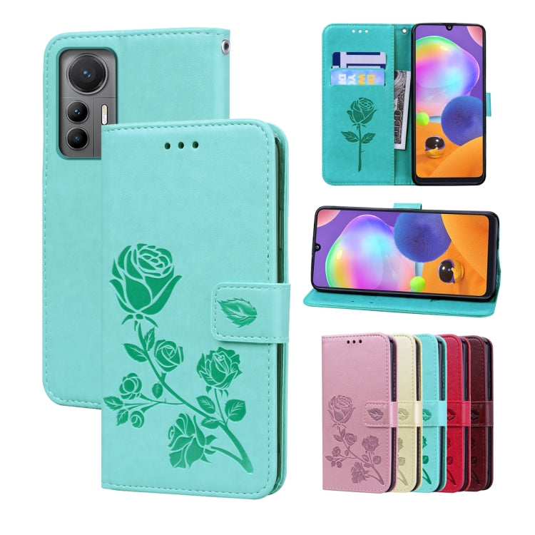 Rose Embossed Flip PU Leather Phone Case, For Xiaomi 12 Lite, For Xiaomi 12 Pro, For Xiaomi Redmi Note 11T Pro 5G, For Xiaomi Poco M4 Pro 4G, For Xiaomi Poco X4 Pro 5G