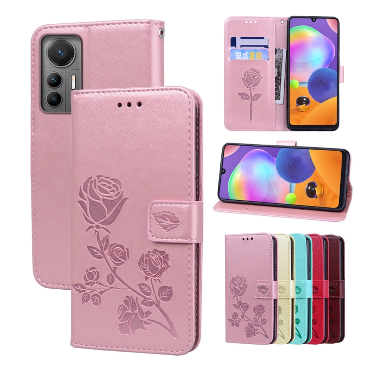Rose Embossed Flip PU Leather Phone Case, For Xiaomi 12 Lite, For Xiaomi 12 Pro, For Xiaomi Redmi Note 11T Pro 5G, For Xiaomi Poco M4 Pro 4G, For Xiaomi Poco X4 Pro 5G