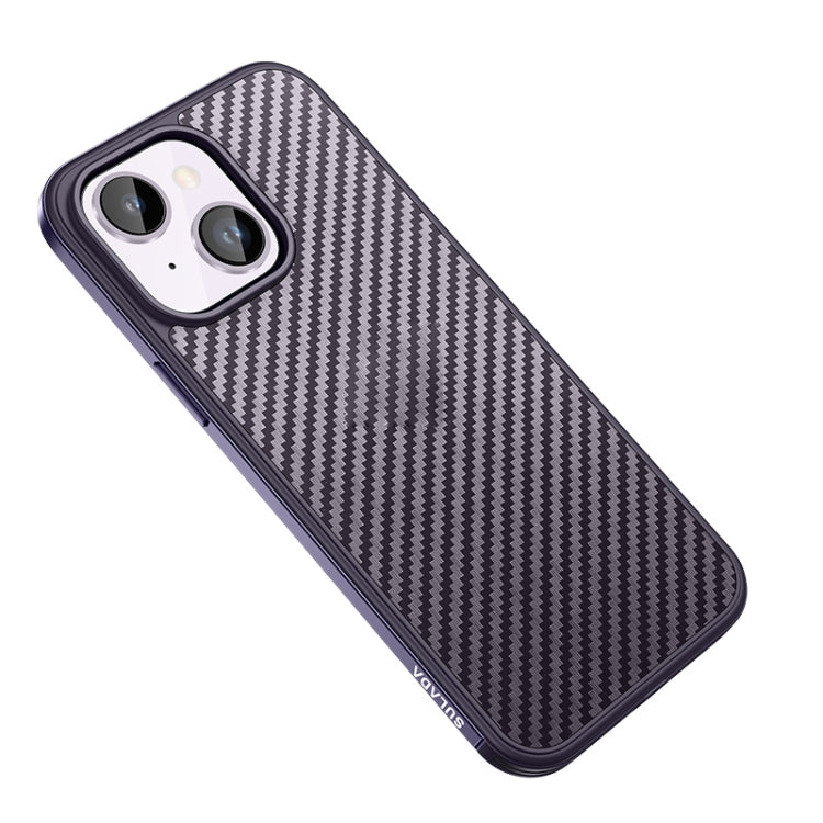 SULADA Carbon Fiber Textured Shockproof Metal + TPU Frame Case, For iPhone 14, For iPhone 14 Plus, For iPhone 14 Pro, For iPhone 14 Pro Max