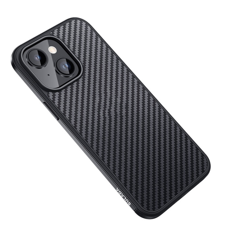 SULADA Carbon Fiber Textured Shockproof Metal + TPU Frame Case, For iPhone 14, For iPhone 14 Plus, For iPhone 14 Pro, For iPhone 14 Pro Max