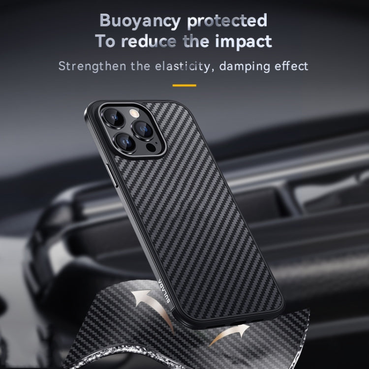 SULADA Carbon Fiber Textured Shockproof Metal + TPU Frame Case, For iPhone 14, For iPhone 14 Plus, For iPhone 14 Pro, For iPhone 14 Pro Max