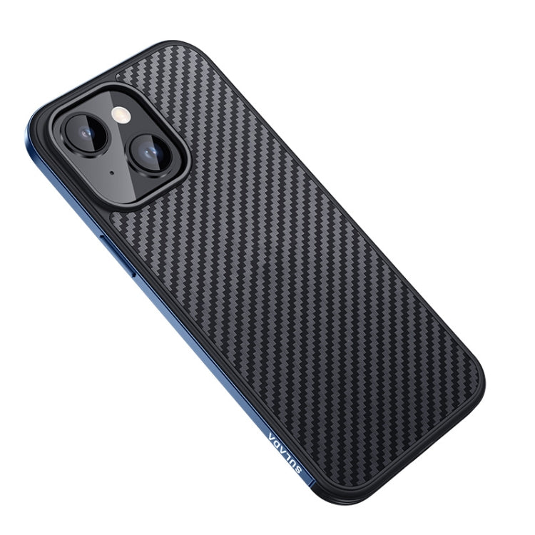 SULADA Carbon Fiber Textured Shockproof Metal + TPU Frame Case, For iPhone 14, For iPhone 14 Plus, For iPhone 14 Pro, For iPhone 14 Pro Max
