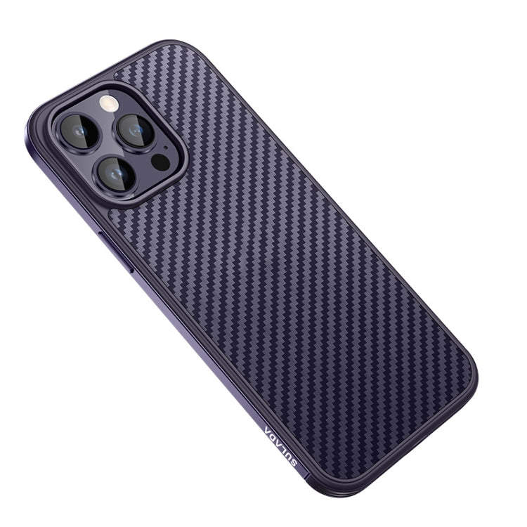 SULADA Carbon Fiber Textured Shockproof Metal + TPU Frame Case, For iPhone 14, For iPhone 14 Plus, For iPhone 14 Pro, For iPhone 14 Pro Max