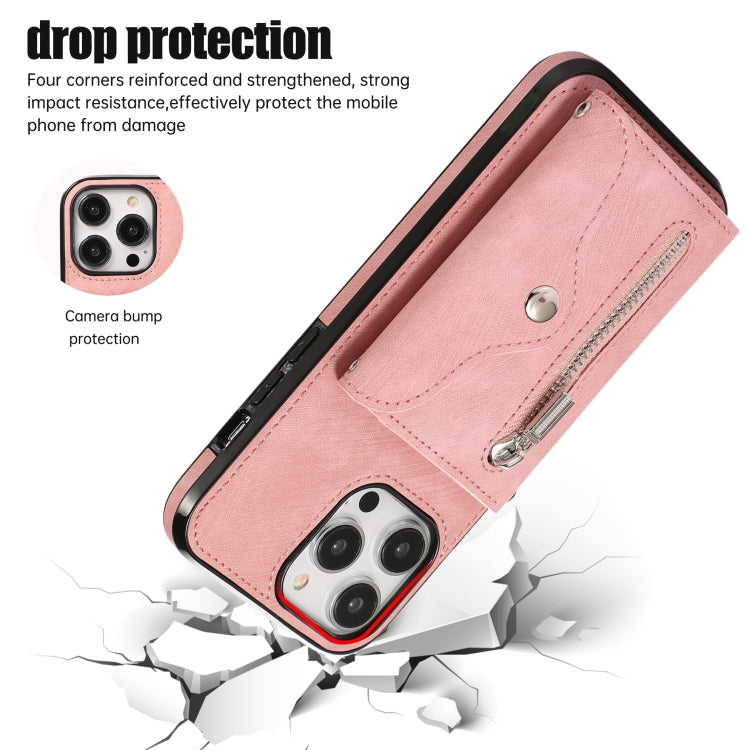 Zipper RFID Card Slot Phone Case with Short Lanyard, For iPhone 12 mini, For iPhone 12 / 12 Pro, For iPhone 12 Pro Max, For iPhone 11, For iPhone 11 Pro, For iPhone 11 Pro Max