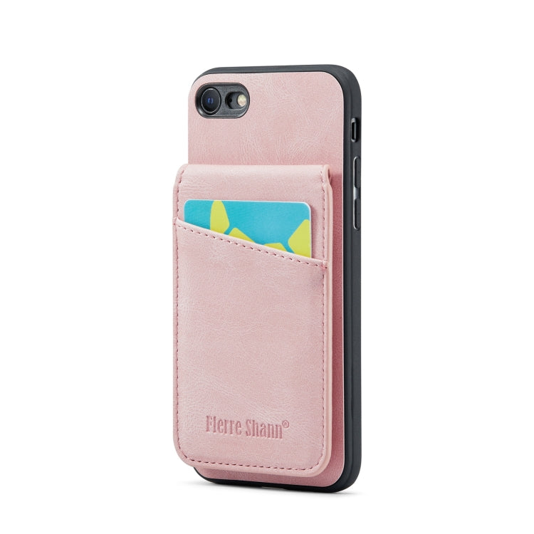 Fierre Shann Crazy Horse Card Holder Back Cover PU Phone Case, For iPhone SE 2022 / 2020 / 7 / 8