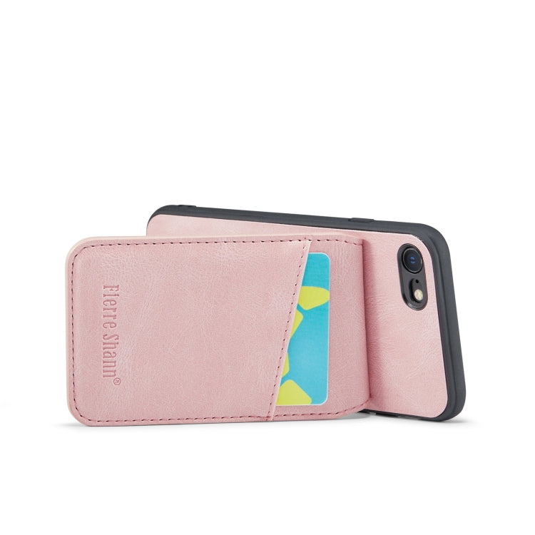 Fierre Shann Crazy Horse Card Holder Back Cover PU Phone Case, For iPhone SE 2022 / 2020 / 7 / 8