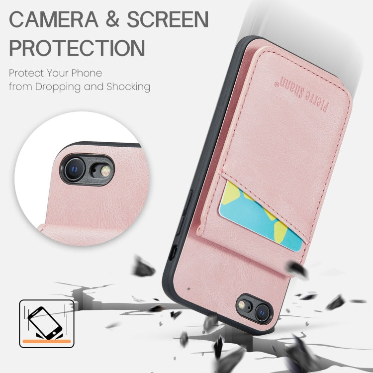 Fierre Shann Crazy Horse Card Holder Back Cover PU Phone Case, For iPhone SE 2022 / 2020 / 7 / 8