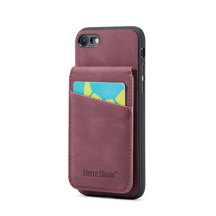 Fierre Shann Crazy Horse Card Holder Back Cover PU Phone Case, For iPhone SE 2022 / 2020 / 7 / 8