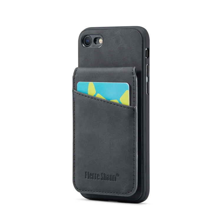Fierre Shann Crazy Horse Card Holder Back Cover PU Phone Case, For iPhone SE 2022 / 2020 / 7 / 8