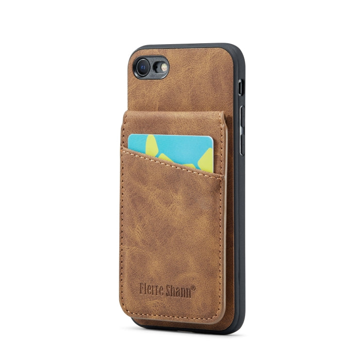 Fierre Shann Crazy Horse Card Holder Back Cover PU Phone Case, For iPhone SE 2022 / 2020 / 7 / 8