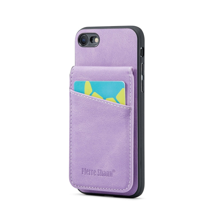 Fierre Shann Crazy Horse Card Holder Back Cover PU Phone Case, For iPhone SE 2022 / 2020 / 7 / 8