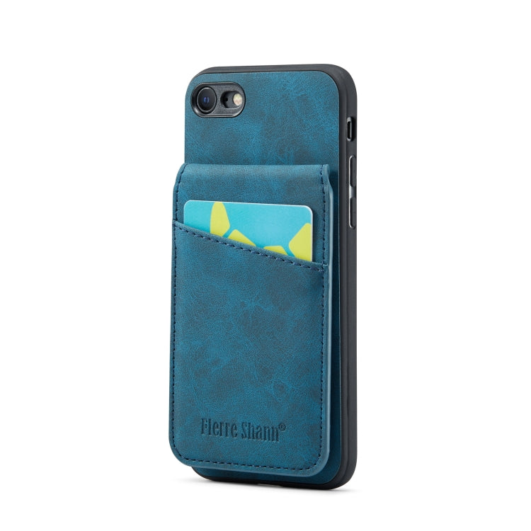 Fierre Shann Crazy Horse Card Holder Back Cover PU Phone Case, For iPhone SE 2022 / 2020 / 7 / 8