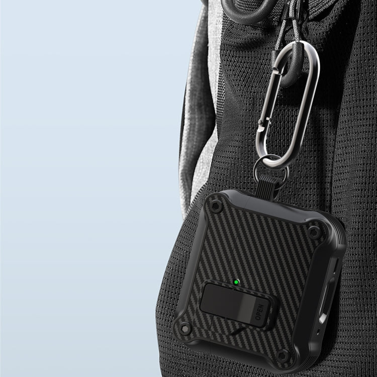 Carbon Fiber Magnetic Automatic Switch Earphone Protective Case, For AirPods 4, For AirPods Pro 2, For AirPods 3, For AirPods Pro, For AirPods 1 / 2