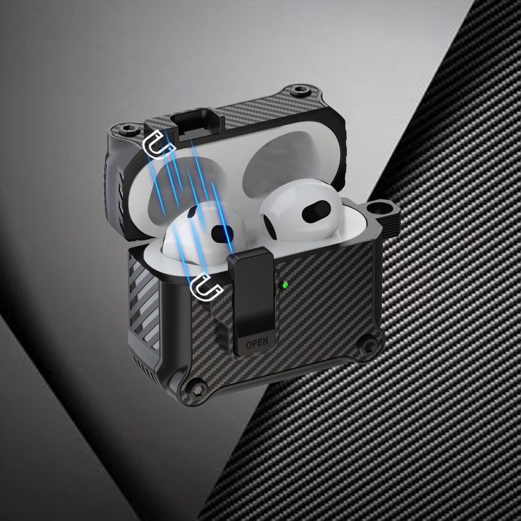 Carbon Fiber Magnetic Automatic Switch Earphone Protective Case, For AirPods 4, For AirPods Pro 2, For AirPods 3, For AirPods Pro, For AirPods 1 / 2