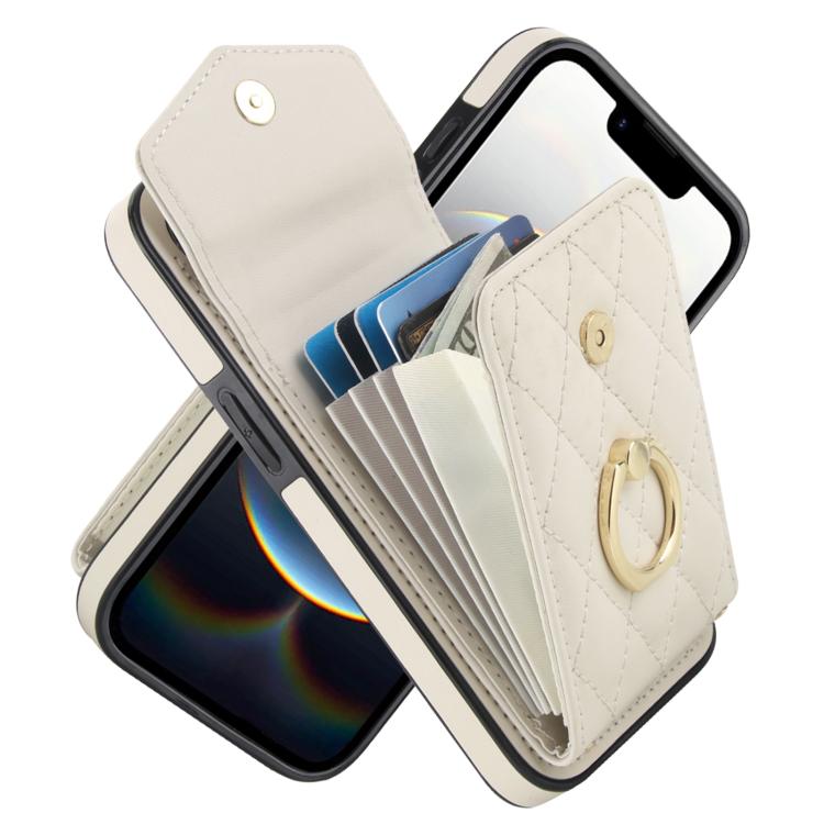 Rhombic Texture Card Bag Phone Case with Long Lanyard, For iPhone 16e, For iPhone 15 Pro Max, For iPhone 15 Pro, For iPhone 15 Plus, For iPhone 15, For iPhone 14 Plus