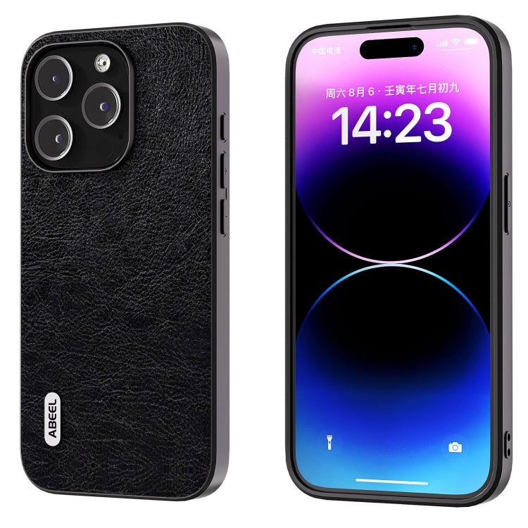 ABEEL Retro Litchi Texture PU Phone Case, For iPhone 15 Pro Max, For iPhone 15 Pro, For iPhone 15 Plus, For iPhone 15, For iPhone 14 Plus, For iPhone 14, For iPhone 14 Pro, For iPhone 14 Pro Max