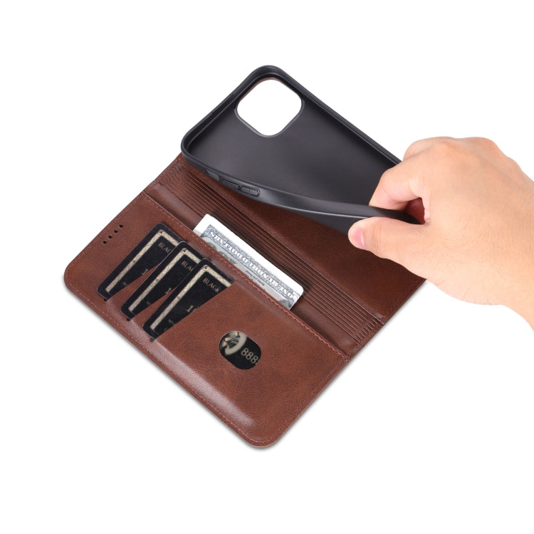 AZNS Magnetic Calf Texture Leather Phone Case, For iPhone 15 Plus, For iPhone 15