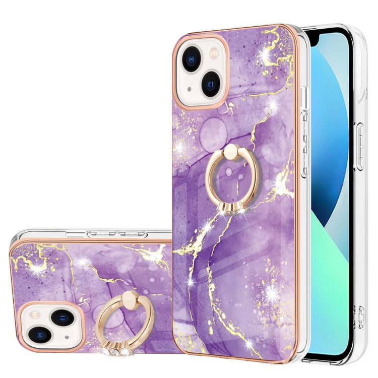 Electroplating Marble Pattern IMD TPU Shockproof Case with Ring Holder, For iPhone 15 Pro Max, For iPhone 15 Pro, For iPhone 15 Plus, For iPhone 15