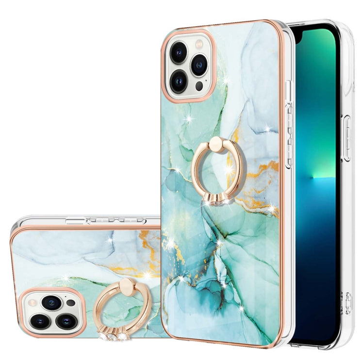 Electroplating Marble Pattern IMD TPU Shockproof Case with Ring Holder, For iPhone 15 Pro Max, For iPhone 15 Pro, For iPhone 15 Plus, For iPhone 15
