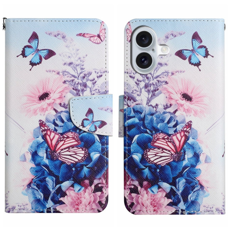 3D Colored Drawing Flip Leather Phone Case, For iPhone 16 Plus, For iPhone 16