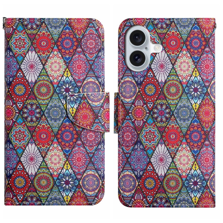 3D Colored Drawing Flip Leather Phone Case, For iPhone 16 Plus, For iPhone 16