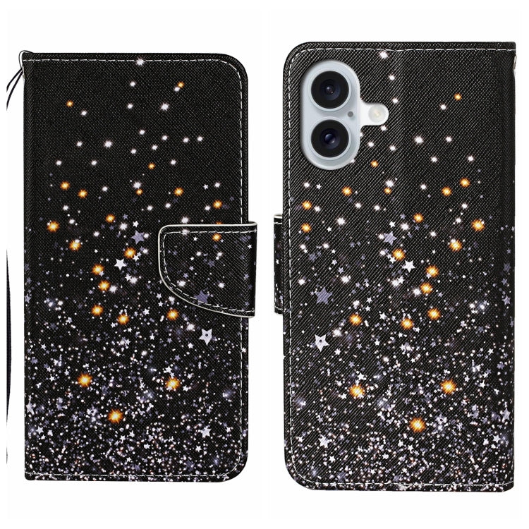 3D Colored Drawing Flip Leather Phone Case, For iPhone 16 Plus, For iPhone 16