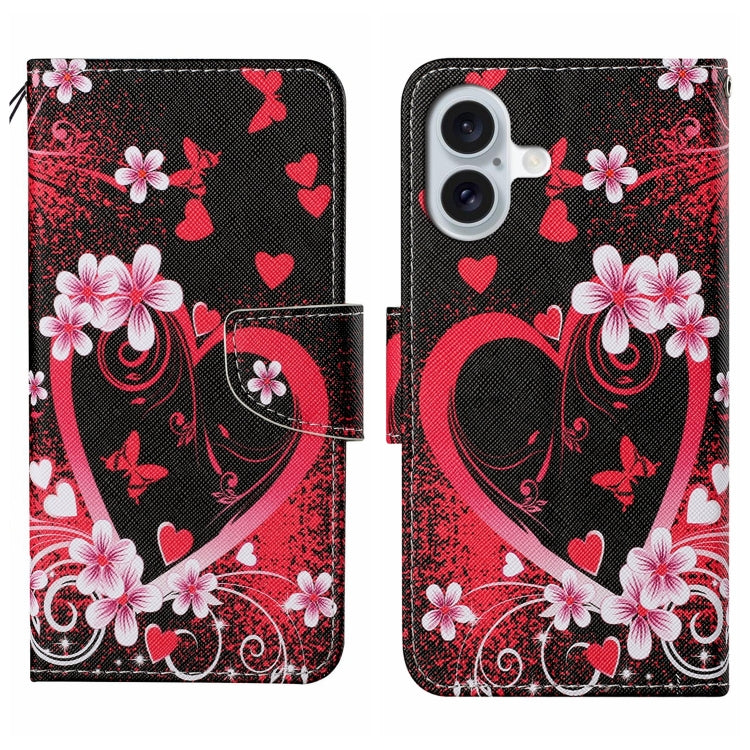 3D Colored Drawing Flip Leather Phone Case, For iPhone 16 Plus, For iPhone 16