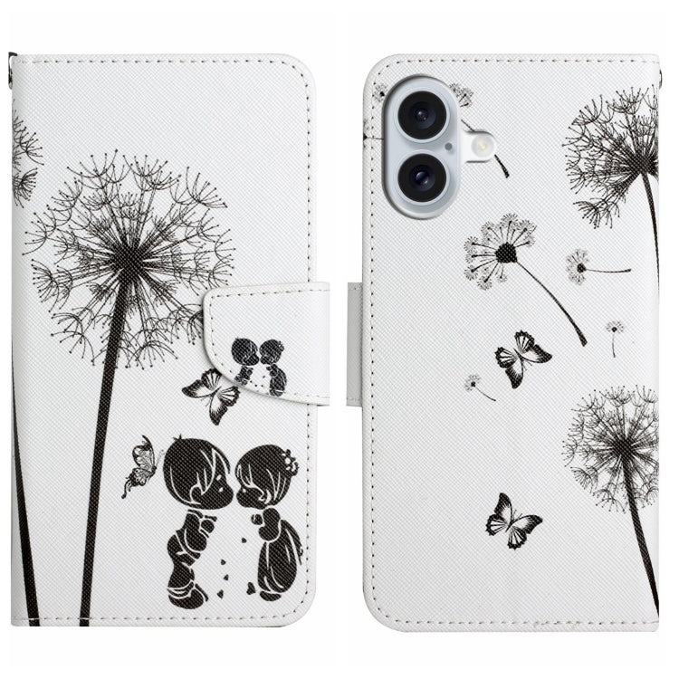 3D Colored Drawing Flip Leather Phone Case, For iPhone 16 Plus, For iPhone 16