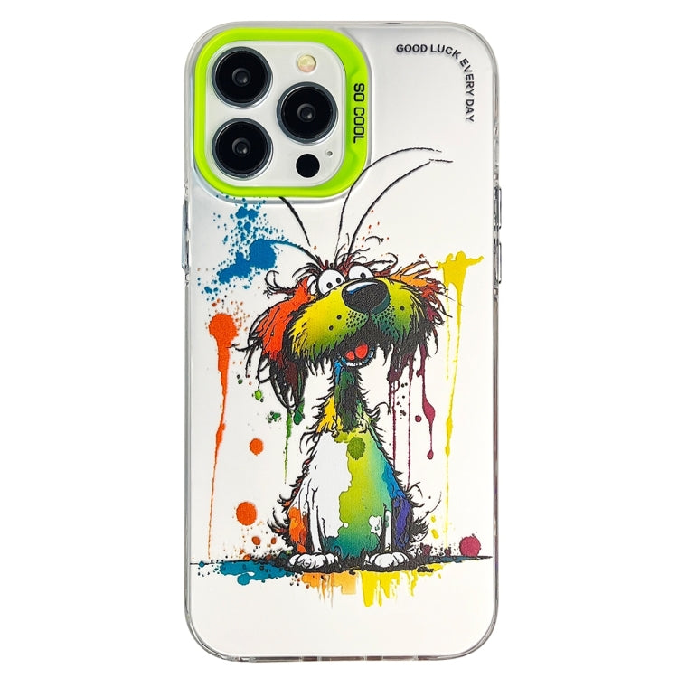 Double Layer Color Silver Series Animal Oil Painting Phone Case, For iPhone 15 Pro, For iPhone 14 Pro